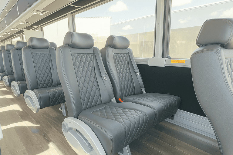 interior of Pasadena Coach Bus Service charter bus