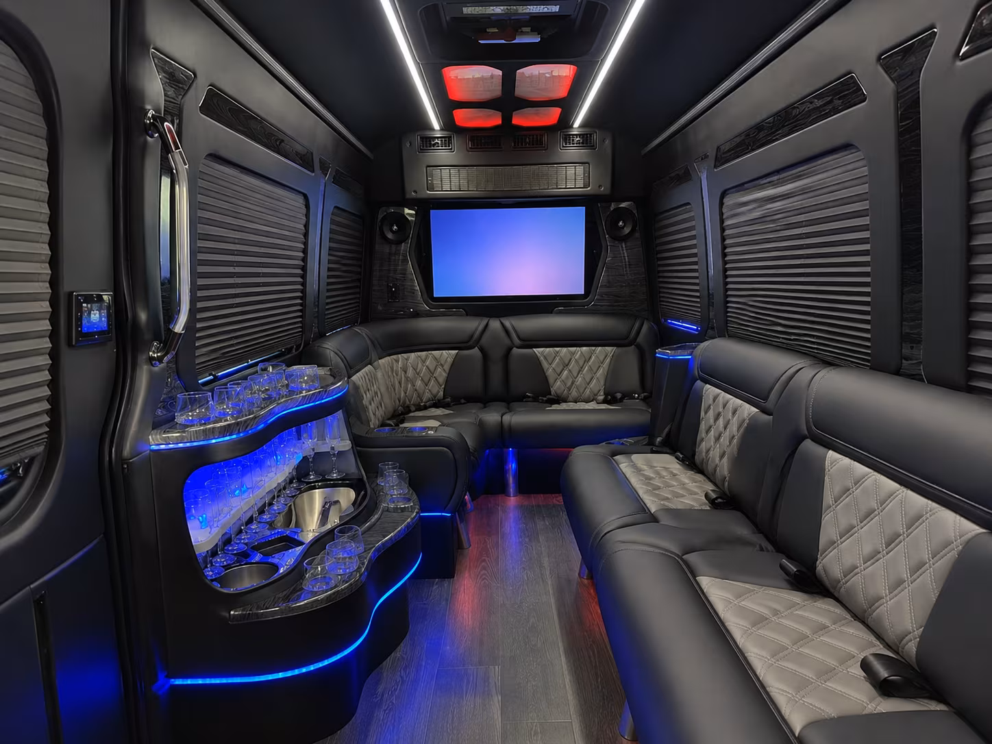 pasadena 50 passenger party bus inside